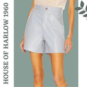 House of Harlow 1960 Faux Leather Shorts – Size S – Light Blue Vegan Leather